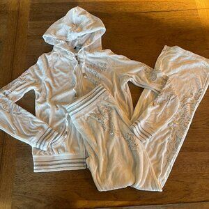 BCBG MaxAzria Women's White Logo Velour Tracksuit